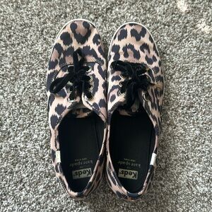 Keds x Kate Spade Leopard-Print Satin Champion Shoe, Size 9.5M/40.5
